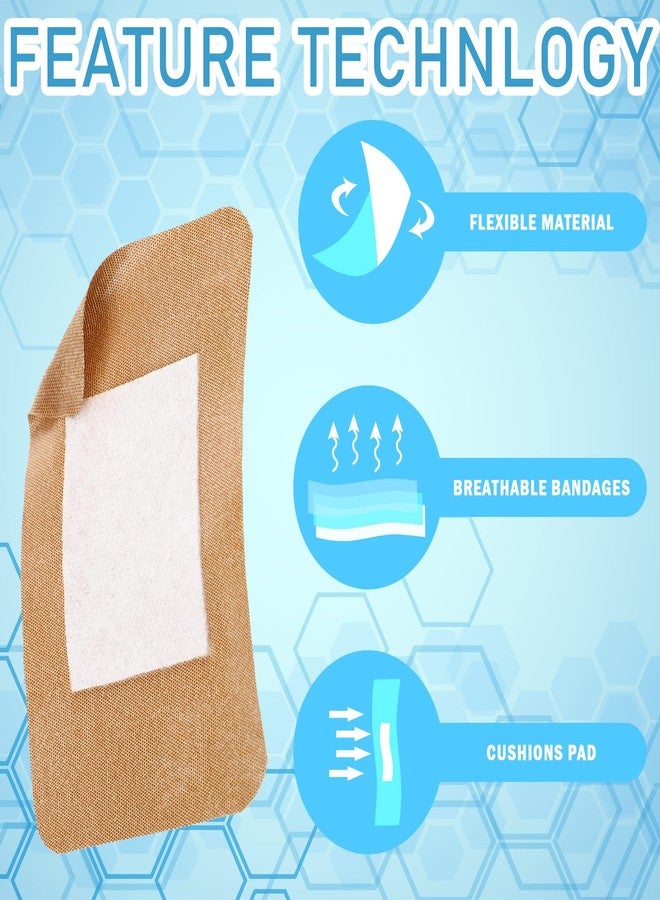 ضمادات مارسوي كبيرة الحجم (100 قطعة) 3 × 4 بوصة، ضمادات لاصقة مرنة للعناية بالجروح، مصنوعة من قماش خالٍ من اللاتكس لحماية الجروح، حجم كبير للإسعافات الأولية والعناية بالجروح، تشكيلة متنوعة. - Image 3